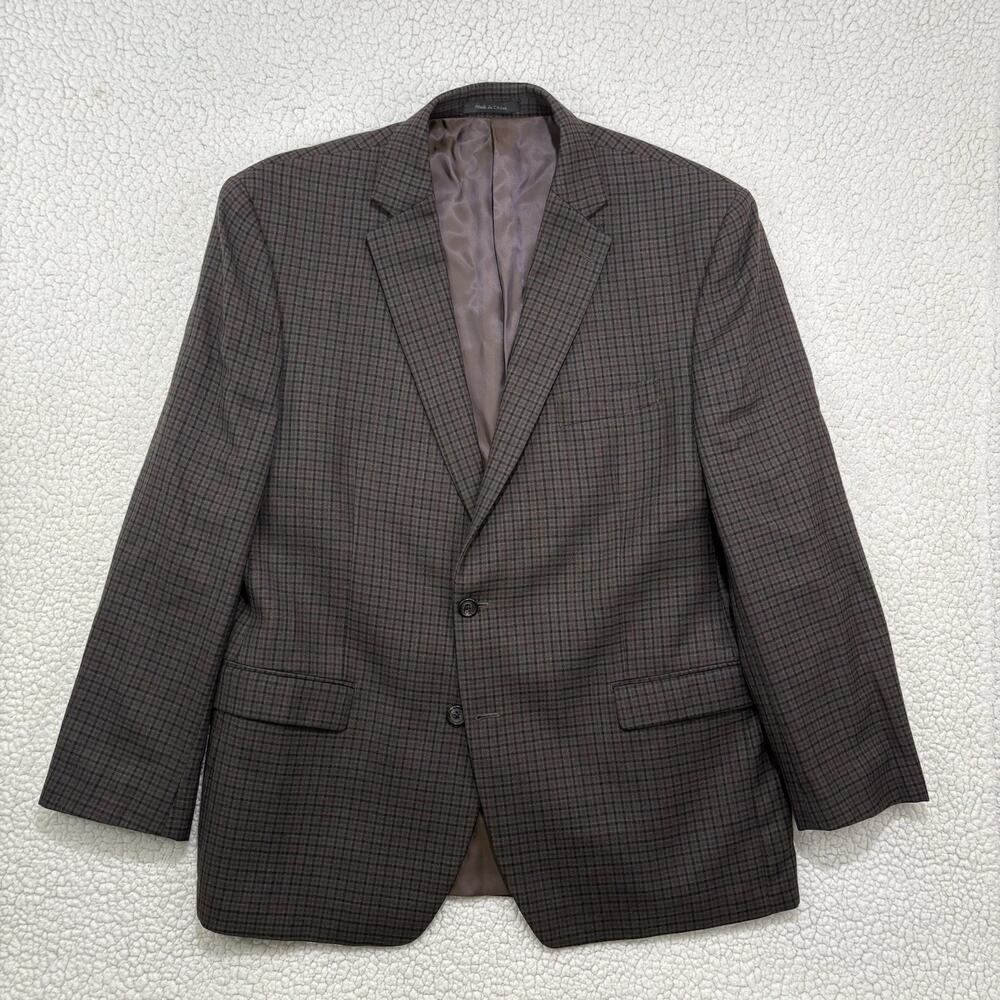 LAUREN‎ Ralph Lauren 48R 100% Wool Brown Plaid Blazer Sport Coat Jacket 2 Button